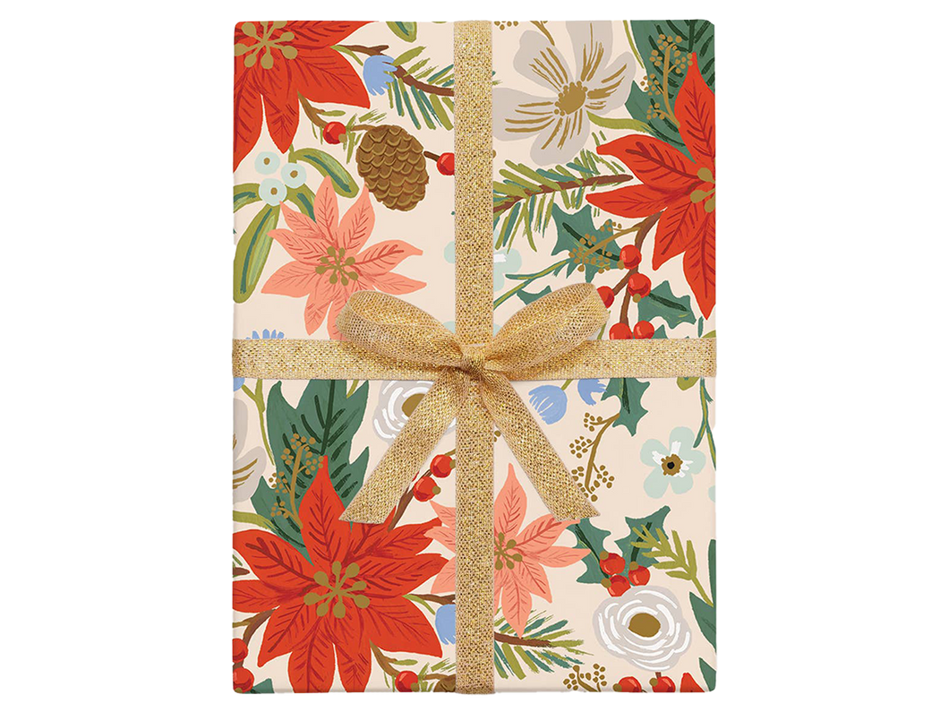 Poinsettia Gift Wrap, Set of 3 Sheets