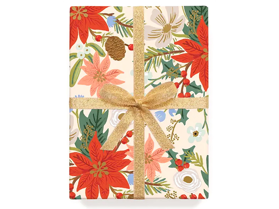 Poinsettia Wrapping Paper, Single Sheet