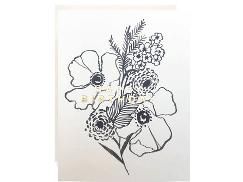 Poppy Bouquet Birthday, Single Card