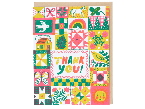 Folk Quilt Thanks, Single Card