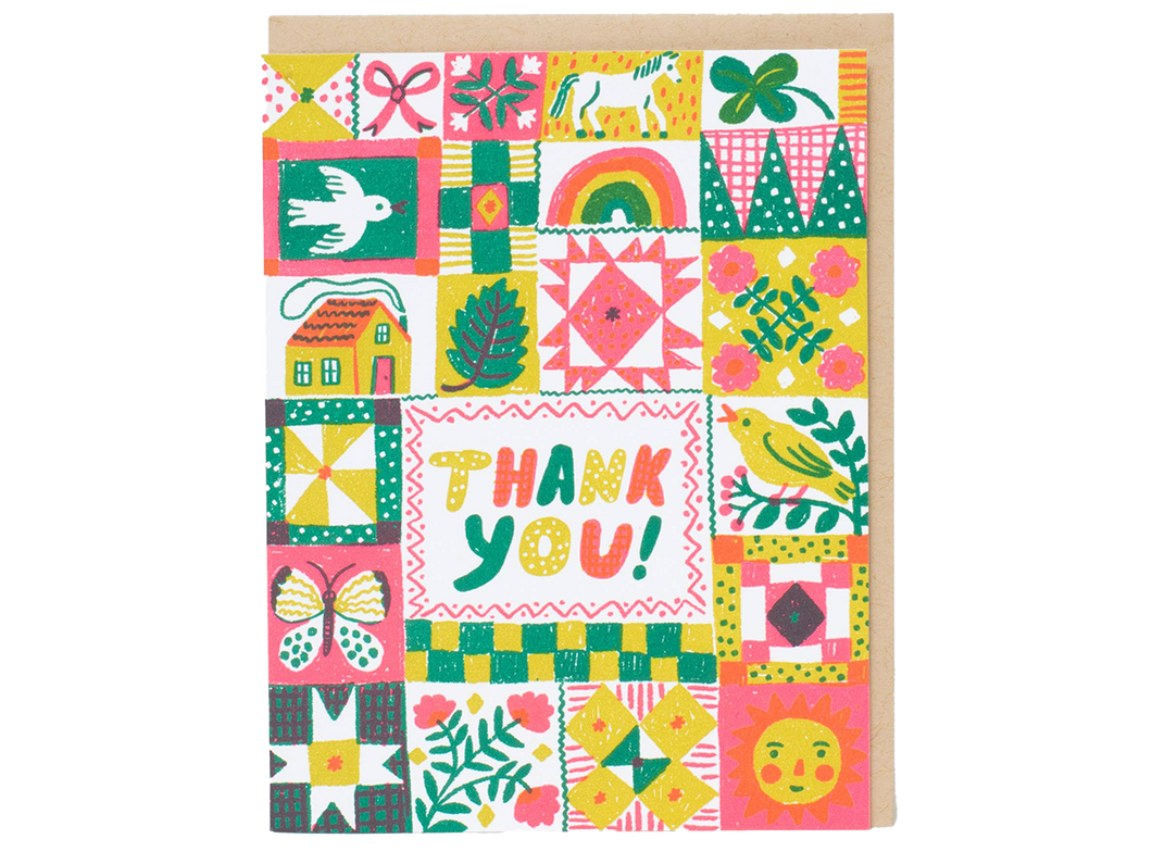 Folk Quilt Thanks, Single Card