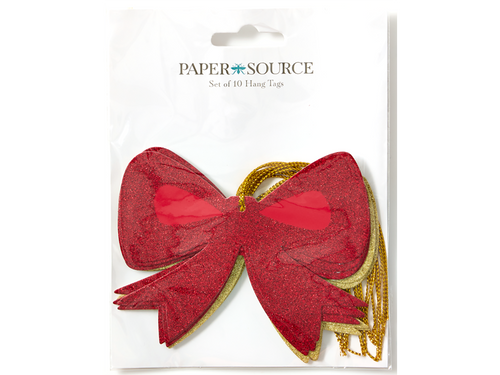 Gold & Red Bow Gift Tags