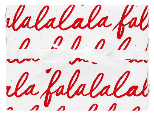 Red Falalalala Gift Wrap, Set of 3 Sheets