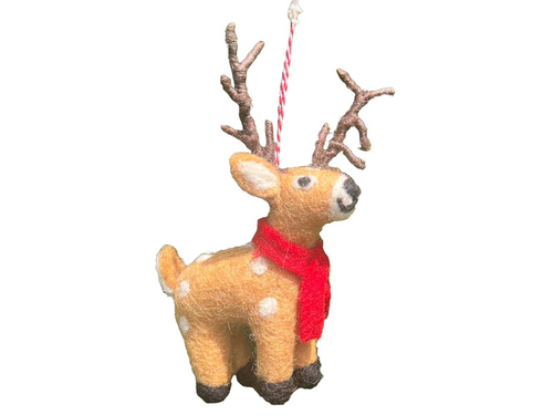 Deer with Scarf Felt Ornament