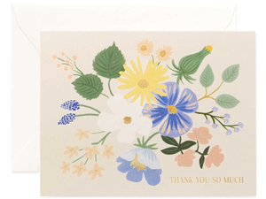 Garden Party Blue Thank You, Boxed Set of 8