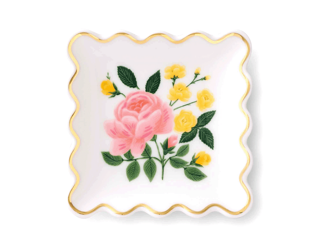 Roses Scalloped Ring Dish