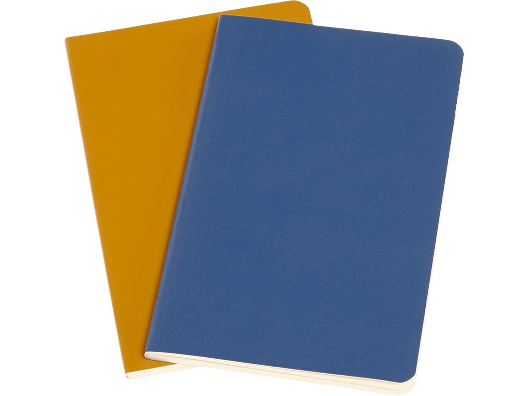 Set of 2 Pocket Volant Plain Notebooks, Blue/Amber Yellow