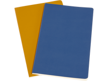 Set of 2 Large Volant Plain Notebooks, Blue/Amber Yellow