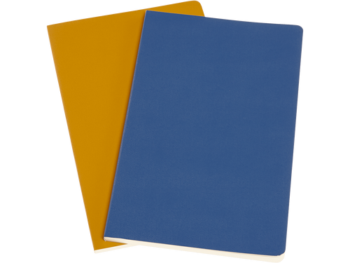 Set of 2 Large Volant Plain Notebooks, Blue/Amber Yellow