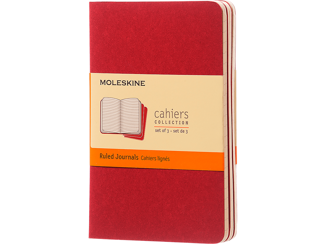 Set of 3 Pocket Cahier Plain Journals, Cranberry