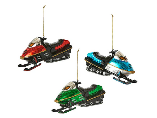 Snowmobile Glass Ornament