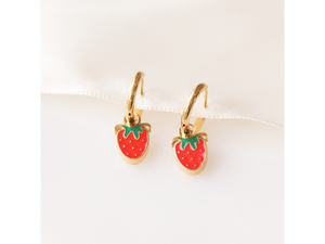 Enamel Strawberry Huggies