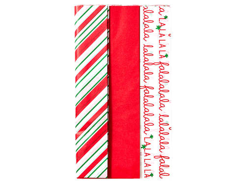 Stripe, Red, Fa la la Tissue Pack