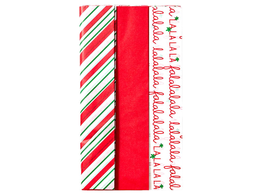 Stripe, Red, Fa la la Tissue Pack