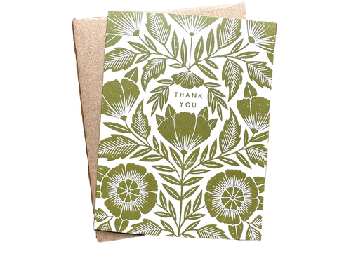 Thank You Green Floral, Boxed Set of 6