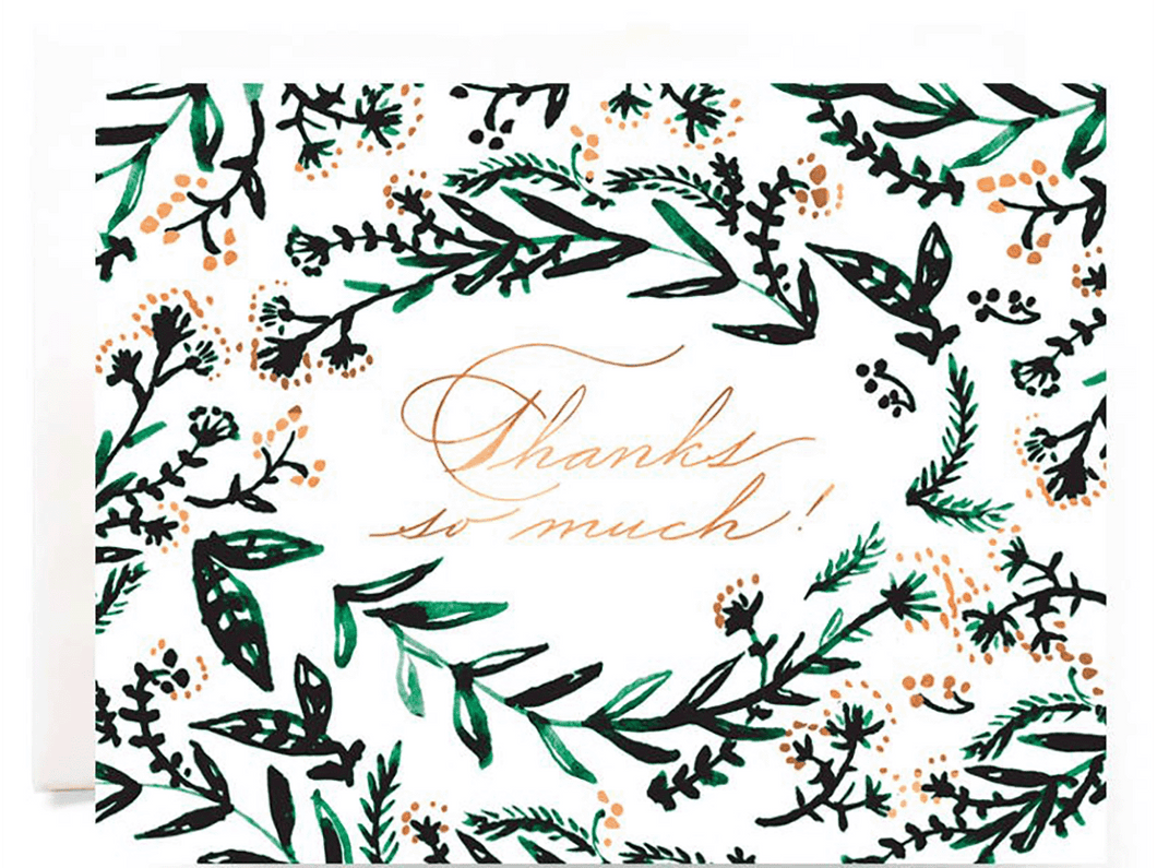 Emerald Wreath Thank You, Boxed Set of 6