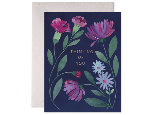 Purple Floral Thinking of You, Single Card