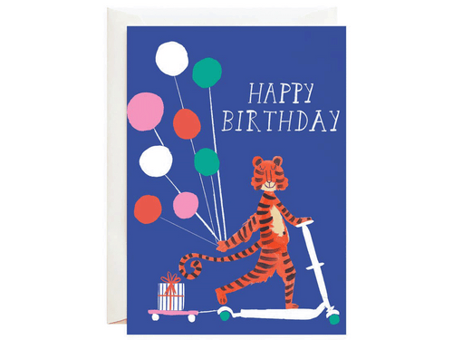 Tiger Scooter Birthday, Single Card