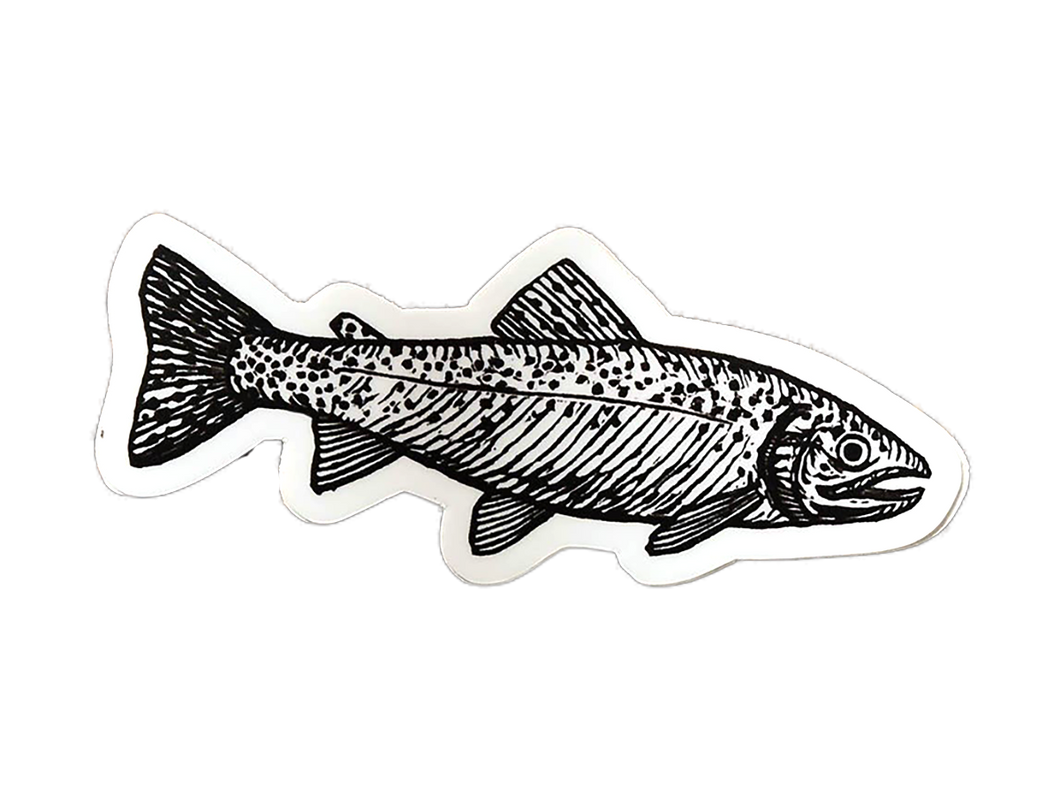 Trout, Linocut Sticker 