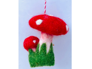Two Red Mushrooms Ornament