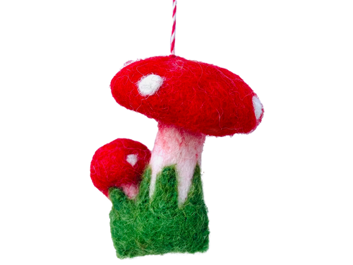 Two Red Mushrooms Ornament