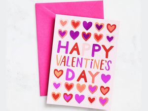 Valentine's Day Multi Hearts Foil, Single Card