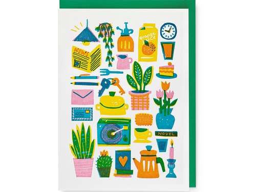 Home & Plants Pattern, Single Card