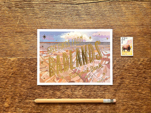 Badlands National Park Scenic Foil Postcard