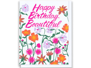 Beautiful Bright Birthday Flowers, Single Card