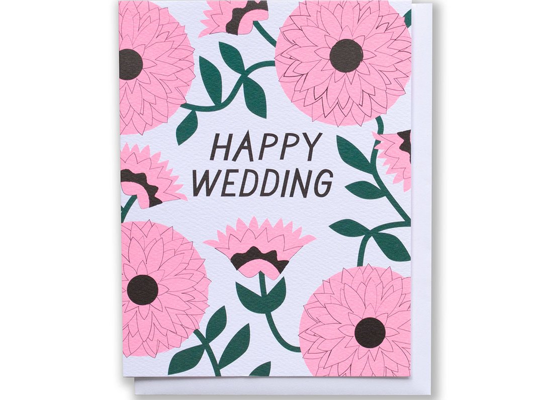 Pink Zinnia Wedding, Single Card