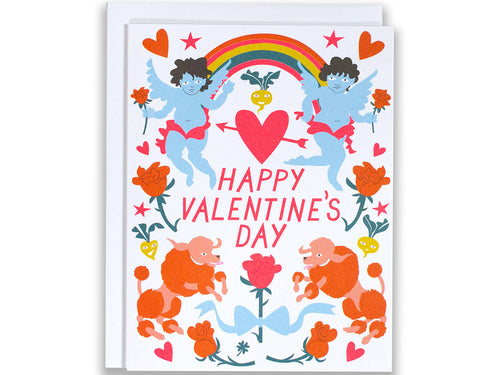 Valentine's Poodles & Cherubs, Single Card