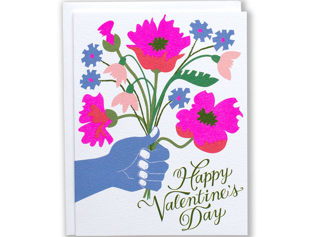 Valentine Hand & Bouquet, Single Card