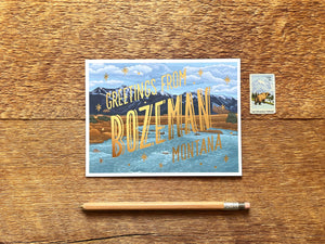 Bozeman MT Scenic Foil Postcard