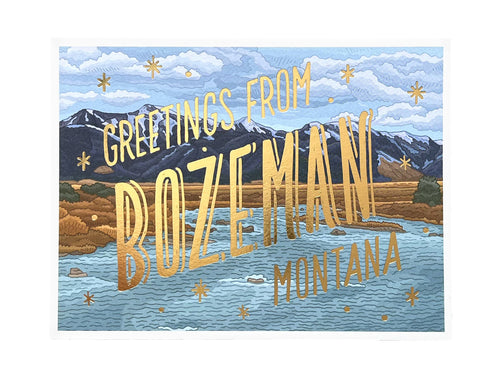 Bozeman MT Scenic Foil Postcard