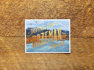 Bozeman MT Scenic Foil Postcard