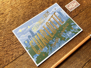 Greetings from Charlotte Foil Postcard