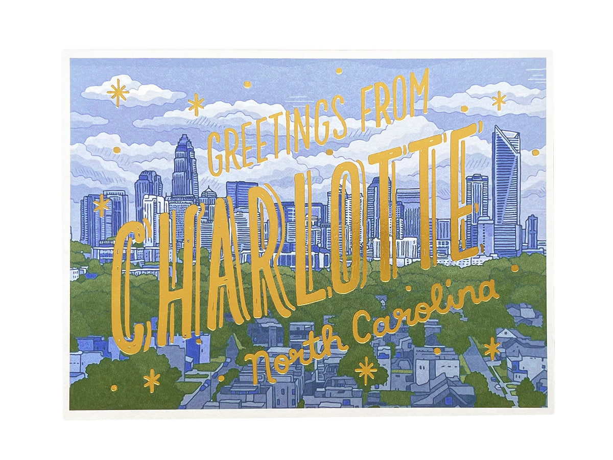 Greetings from Charlotte Foil Postcard – Noteworthy Paper & Press