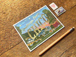 Chico Hot Springs Scenic Foil Postcard
