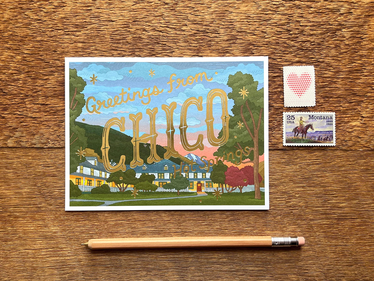 Chico Hot Springs Scenic Foil Postcard – Noteworthy Paper & Press
