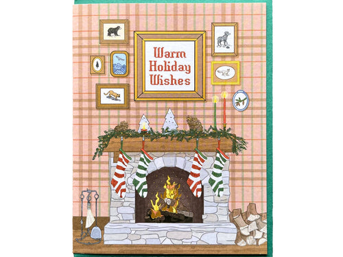 Fireplace Holiday Wishes Card