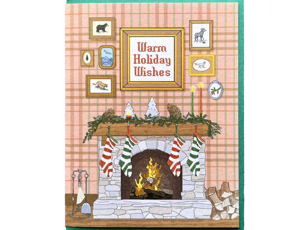 Fireplace Holiday Wishes Card