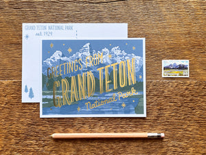 Greetings from Grand Teton National Park Foil Postcard