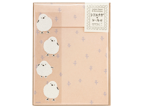 Midori Long-Tailed Tit Bird Letter Set with Stickers