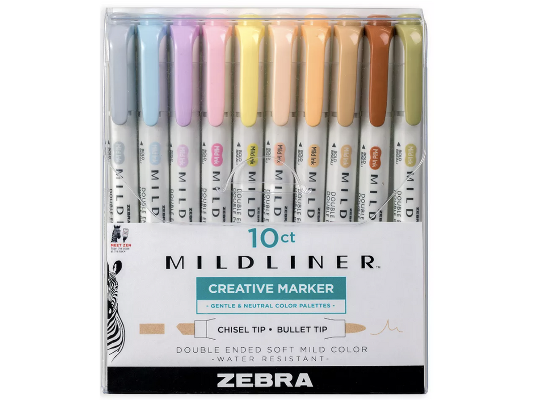 Mildliner Double Sided Highlighter, 10 Color Set, Neutral