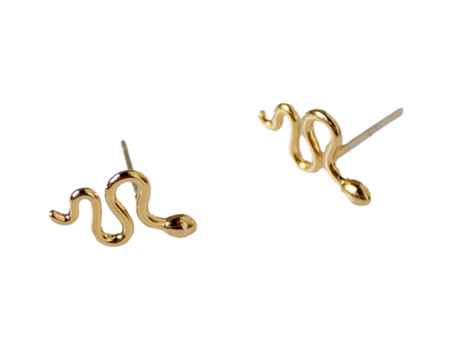 Dainty Snake Stud Earrings, Silver