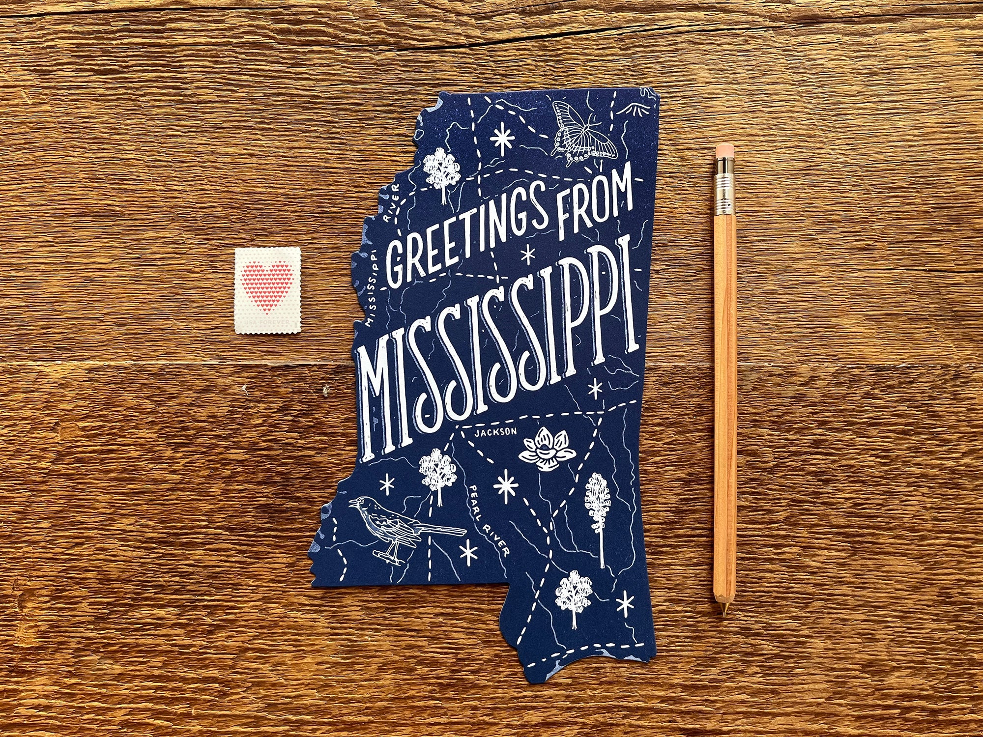 Mississippi State Bird & Flower Postcards - Set Of 20 Identical Cards, Made In USA