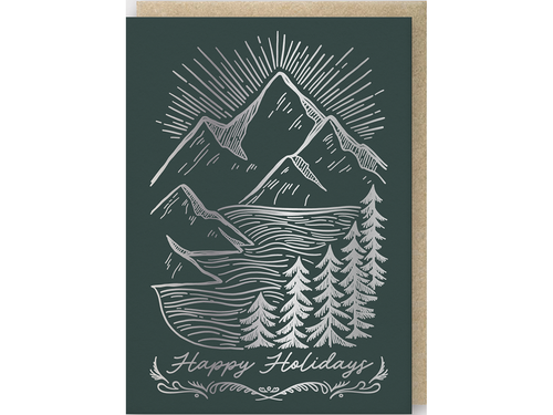 Holiday Silver Mountainscape, Single Card