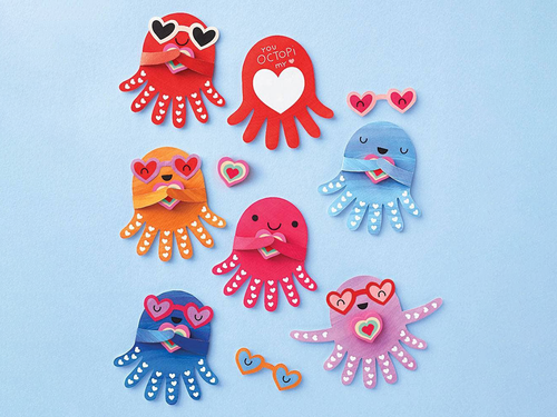 Octopi Eraser Valentine's Card Kit, Set of 24