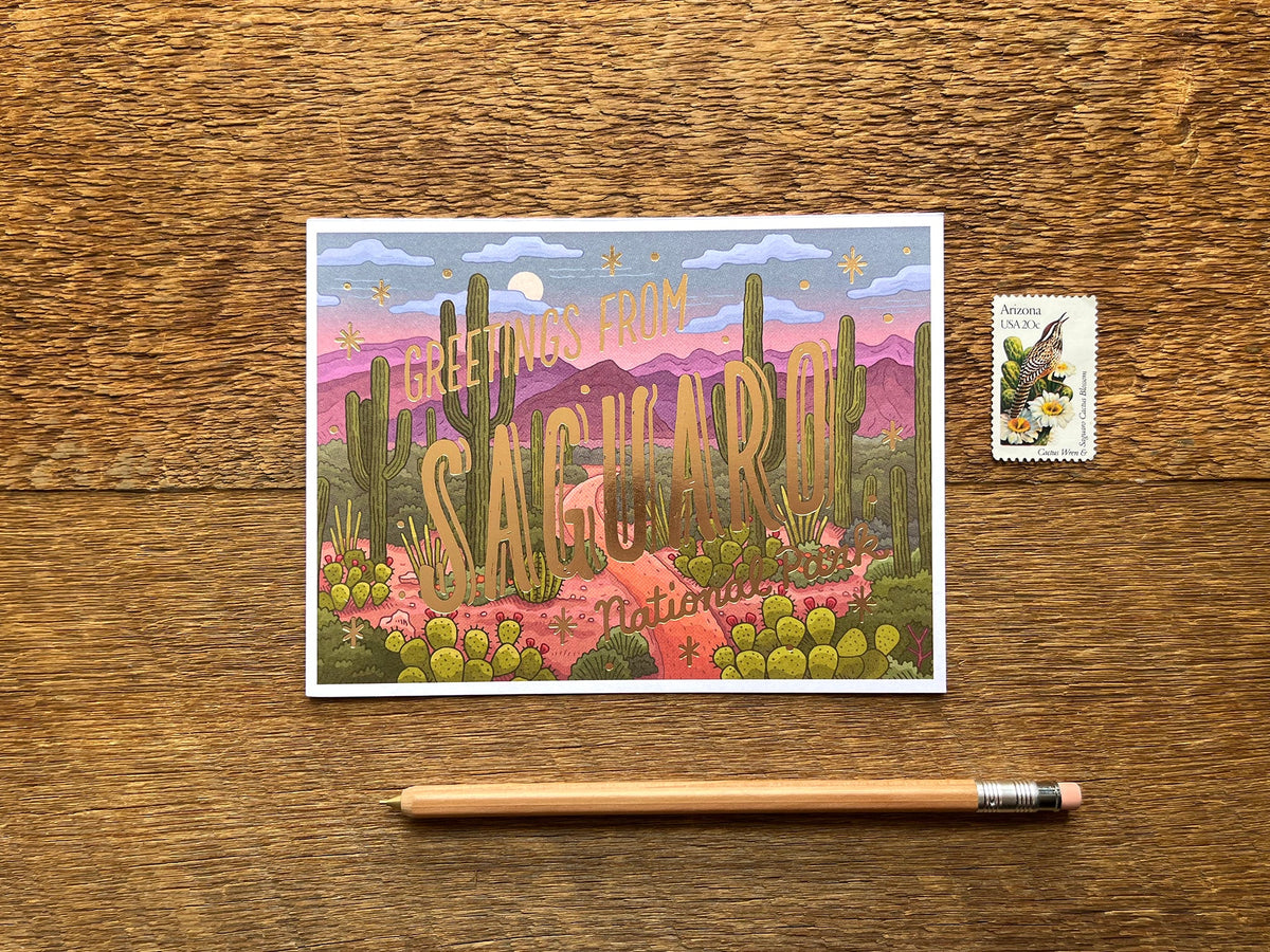 Saguaro Foil Postcard – Noteworthy Paper & Press