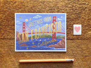 Greetings From San Francisco Foil Postcard